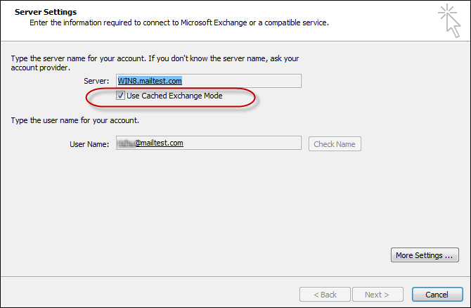 cached exchange mode outlook 2010