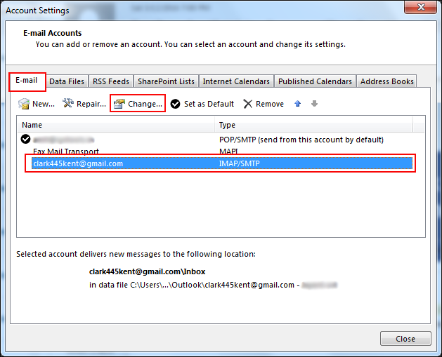 open gmail account in outlook 2013